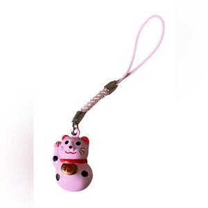 Pink Lucky Cat Cell phone Charm